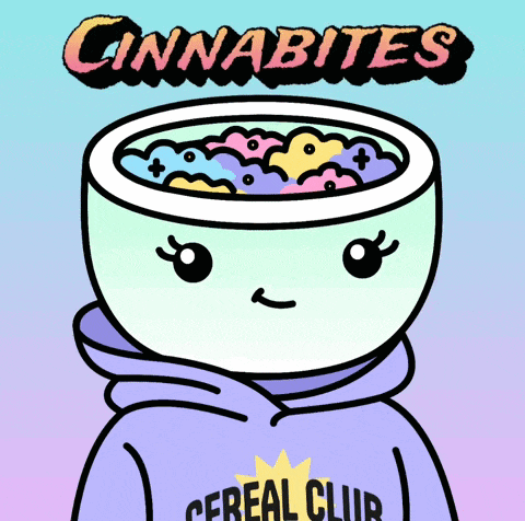 a cartoon of a person wearing a hoodie that says cereal club on it