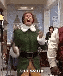 a man in a green elf costume is screaming with his mouth open .