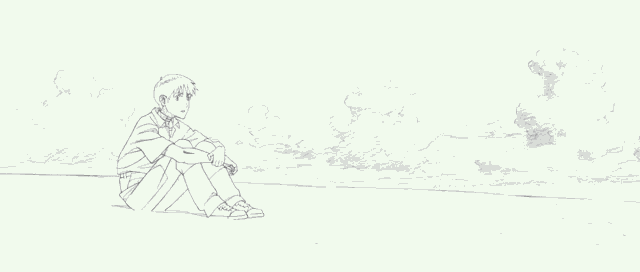 a black and white drawing of a person standing in a body of water