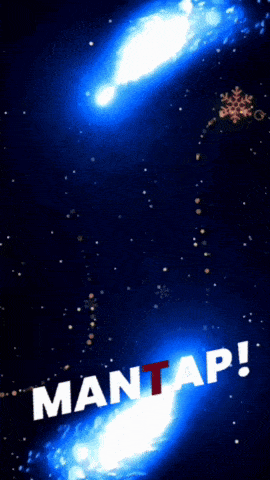 a blue background with the words mantap written in white