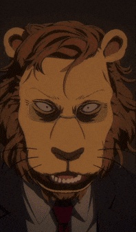 a man with glasses and a bear head covering his mouth