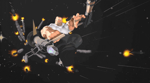 a cartoon drawing of a man riding a rocket