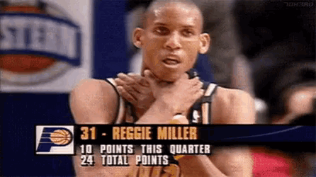 a basketball player with the name reggie miller on the front of his jersey