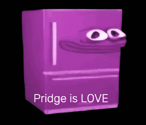 a purple refrigerator with a smiley face on the door