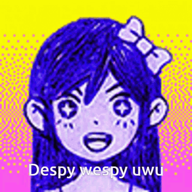 a drawing of a girl with a bow on her head and the words `` despy wespy uwu '' .