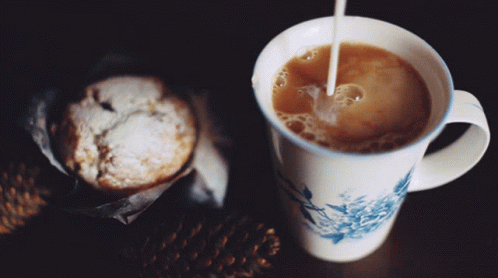 Cup Of Tea Cup Of Tea And A Muffin GIF - Cup Of Tea Cup Of Tea And A Muffin GIFs
