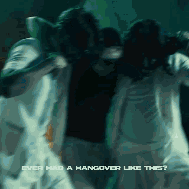 a blurred image of a group of people with the words ever had a hangover like this below them