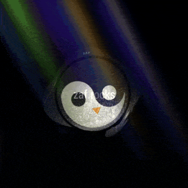 a picture of a penguin wearing headphones that says zap on the bottom