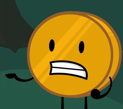 a cartoon illustration of a coin with a face