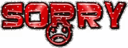 the word sorry is written in red letters with a smiley face
