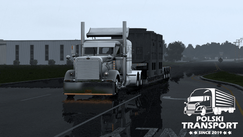 a polish transport truck is on the road