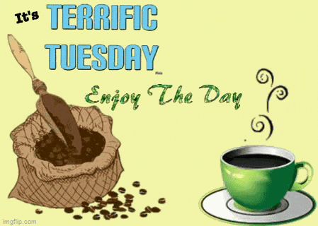 a green cup of coffee sits next to a bag of coffee beans on a saucer .