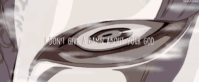 a drawing of a bird with the words `` i don t give a damn about your god '' written on it .