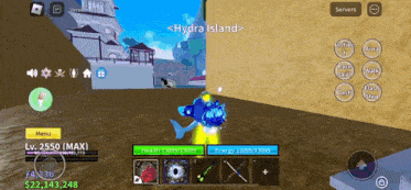 a screenshot of a video game called hydra island shows a shark