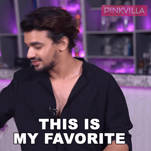 a man says " this is my favorite " in front of a pink villa logo