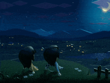 two cartoon characters looking at fireworks with speech bubbles that say gw and gw