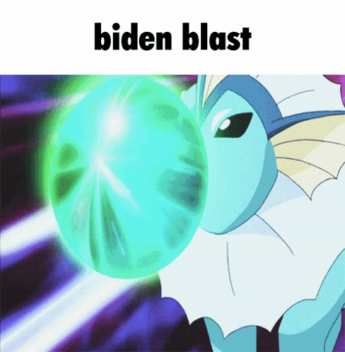 a cartoon of a pokemon blowing a bubble with the words biden blast above it