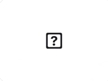 a black and white icon with a question mark in a square on a white background .