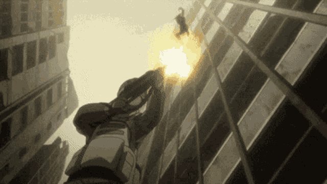 a cartoon drawing of a man shooting a gun