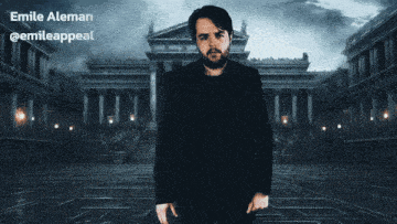 a poster with a man in front of a building and the words czas na gr