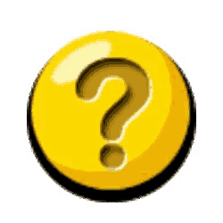 a yellow circle with a question mark in it