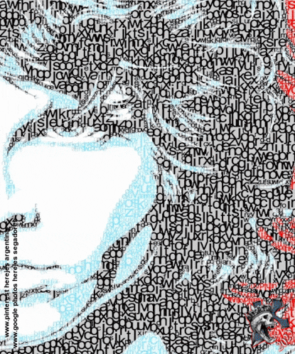 a picture of a woman 's face made up of words