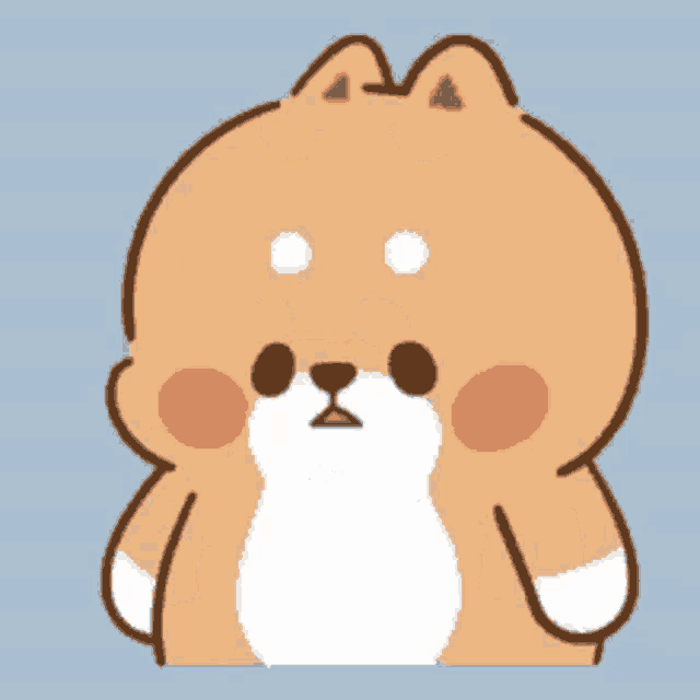 a cartoon drawing of a shiba inu dog with white eyes