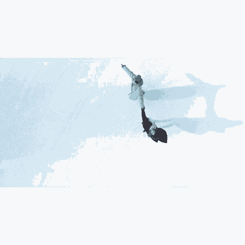a man and a woman are standing in the snow holding hands