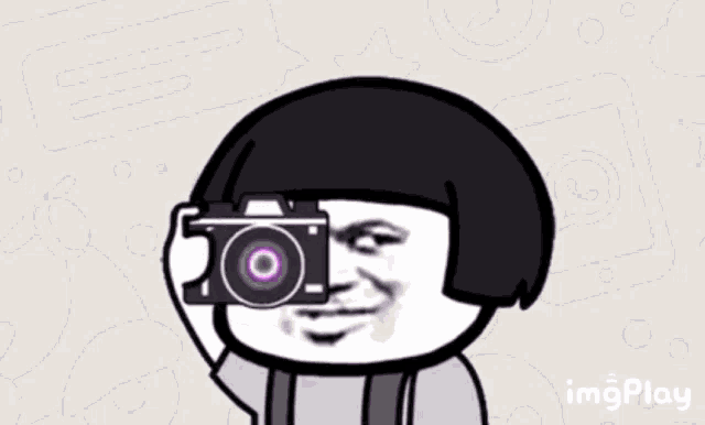a cartoon of a person with a purple circle in front of their eye