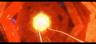 a computer generated image of a tunnel with a light coming out of it
