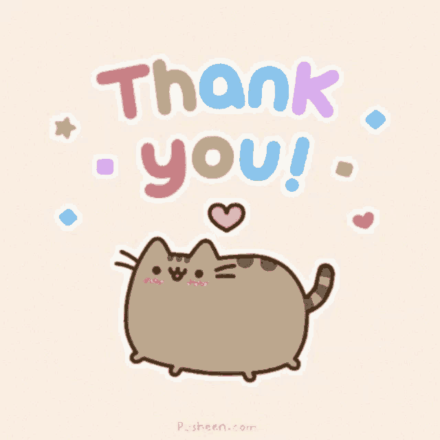a cat with a heart and the words thank you