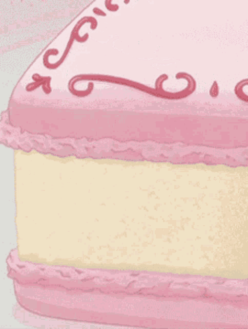 a cartoon drawing of a cake with a slice missing
