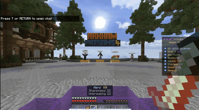 a screen shot of a minecraft game called arkham prison