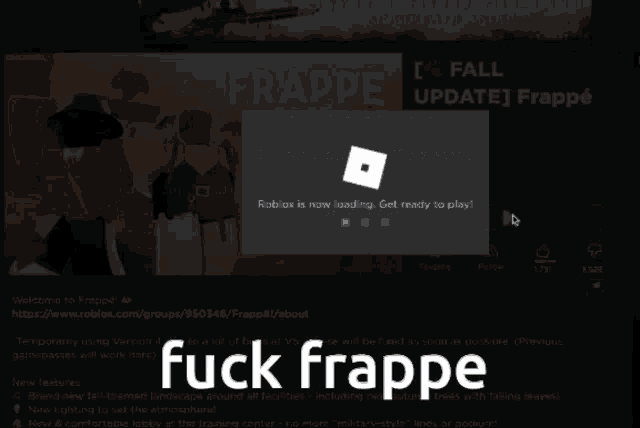 a screen shot of a website that says " fuck frappe " on it