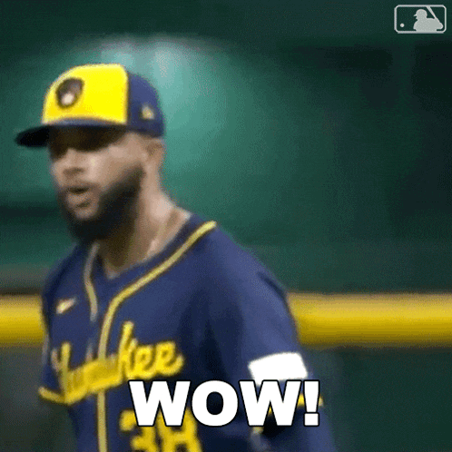 a baseball player wearing a jersey that says wow