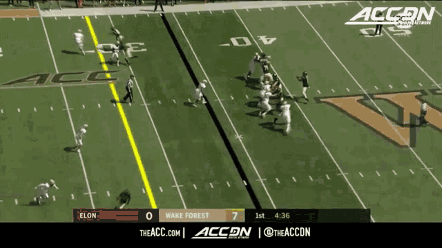 a football game between elon and wake forest is being played