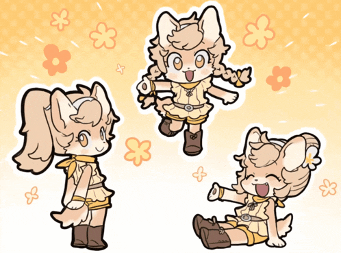 a cartoon drawing of a furry girl with flowers around her