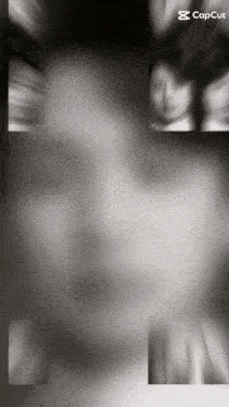 a blurred image of a person 's face with the capcut logo in the corner