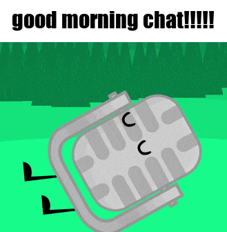 a cartoon of a microphone with the words good morning chat