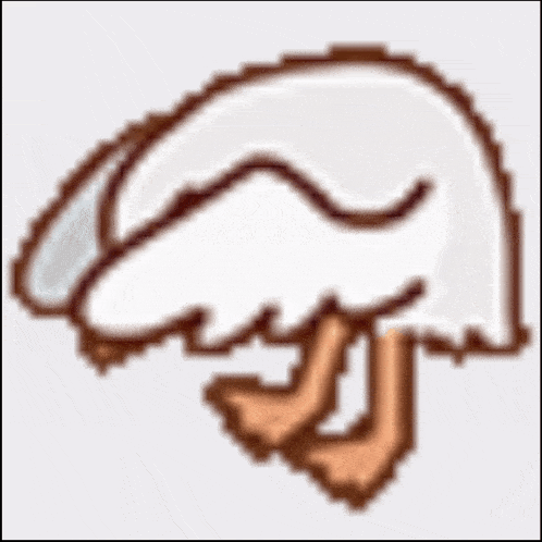 a pixel art illustration of an ostrich 's head and legs .