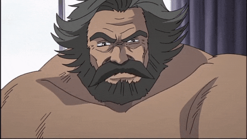 a cartoon character with a beard and long hair