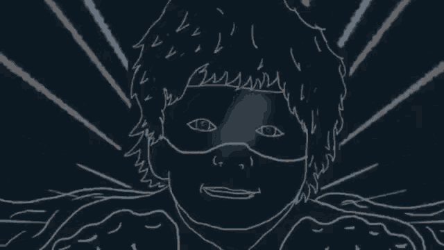 a drawing of a person 's face with a mask on