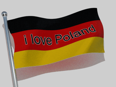 a german flag that says i love poland