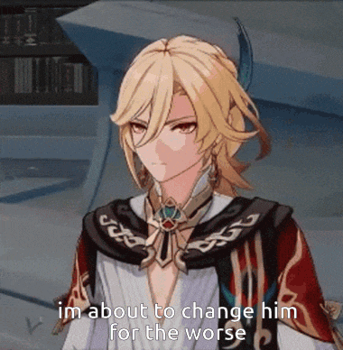 a man with blonde hair and a scarf around his neck is talking about changing him for the worse