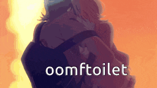 a cartoon of a man holding a woman with the words oomftoilet above them