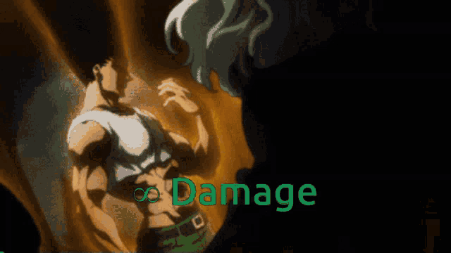 a cartoon of a man with the word damage on the bottom