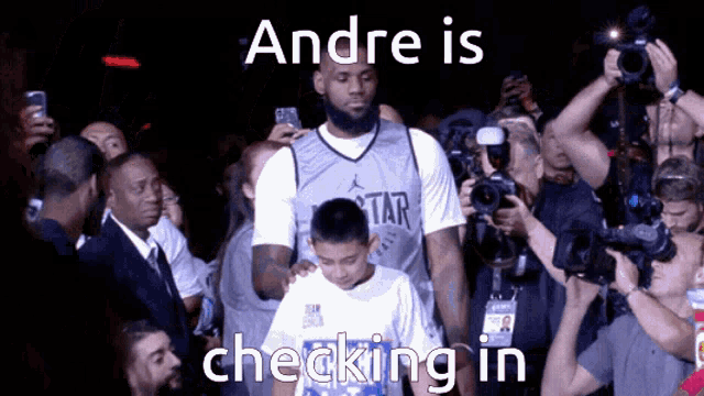 andre is checking in with a basketball player