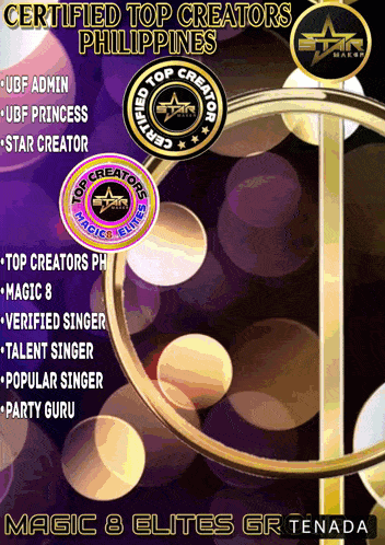 a poster that says certified top creators philippines magic 8 elites gr tenada