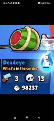 a screenshot of a game that says deadeye what 's in the cards on it