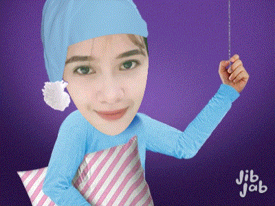 a cartoon of a woman holding a pillow with jib jab written below her